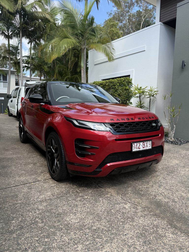 Red Range Rover Evoque after a detail
