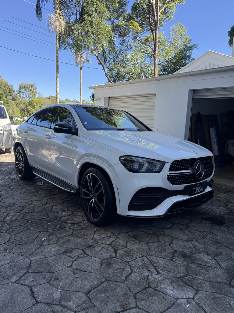 White Mercedes-Benz GLE after a detail